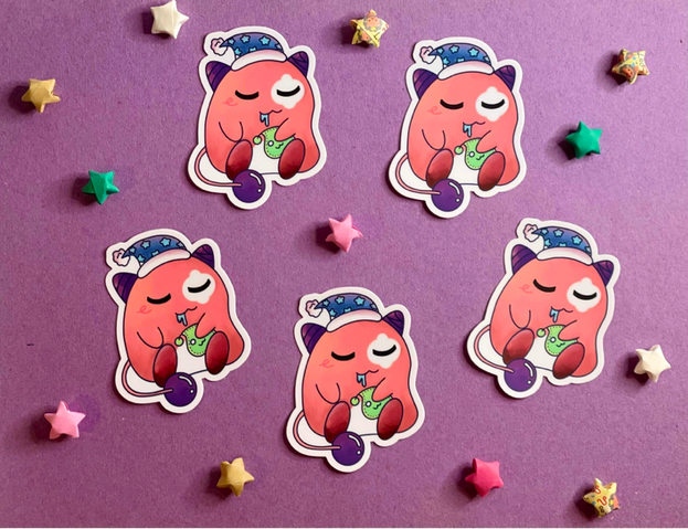 Sleepy Pink Bean Stickers